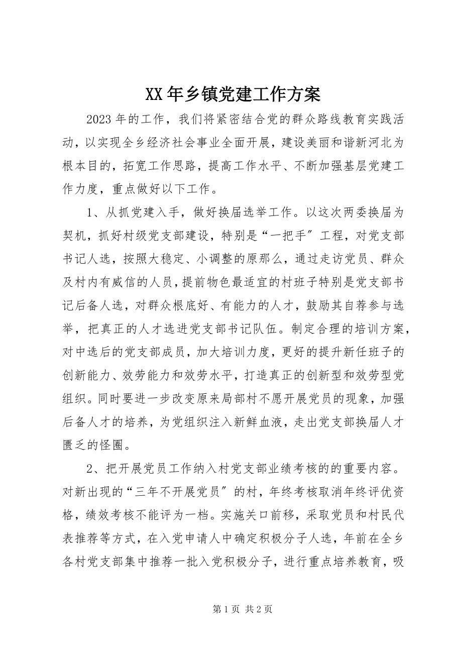 2023年乡镇党建工作计划新编.docx_第1页