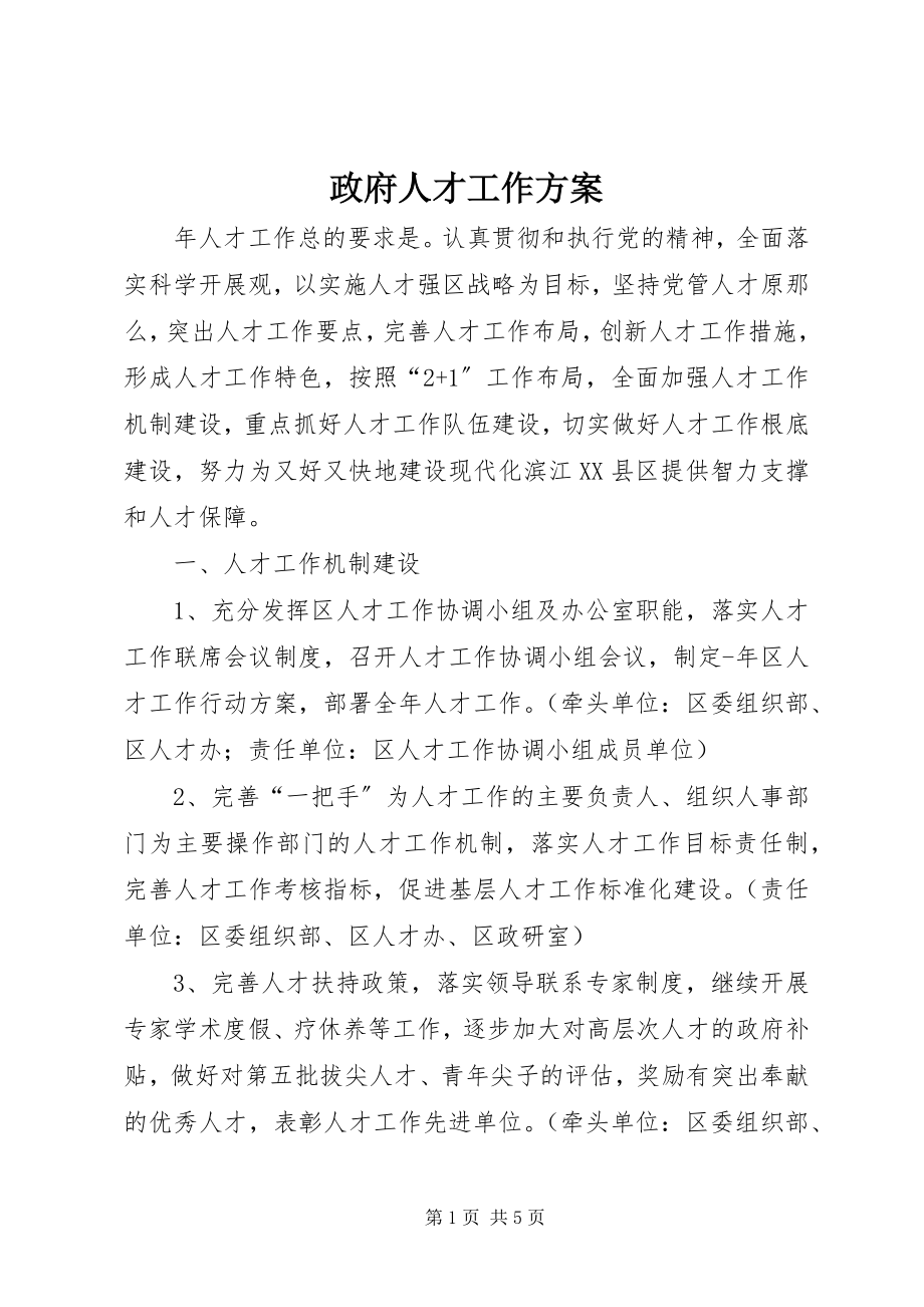 2023年政府人才工作计划.docx_第1页