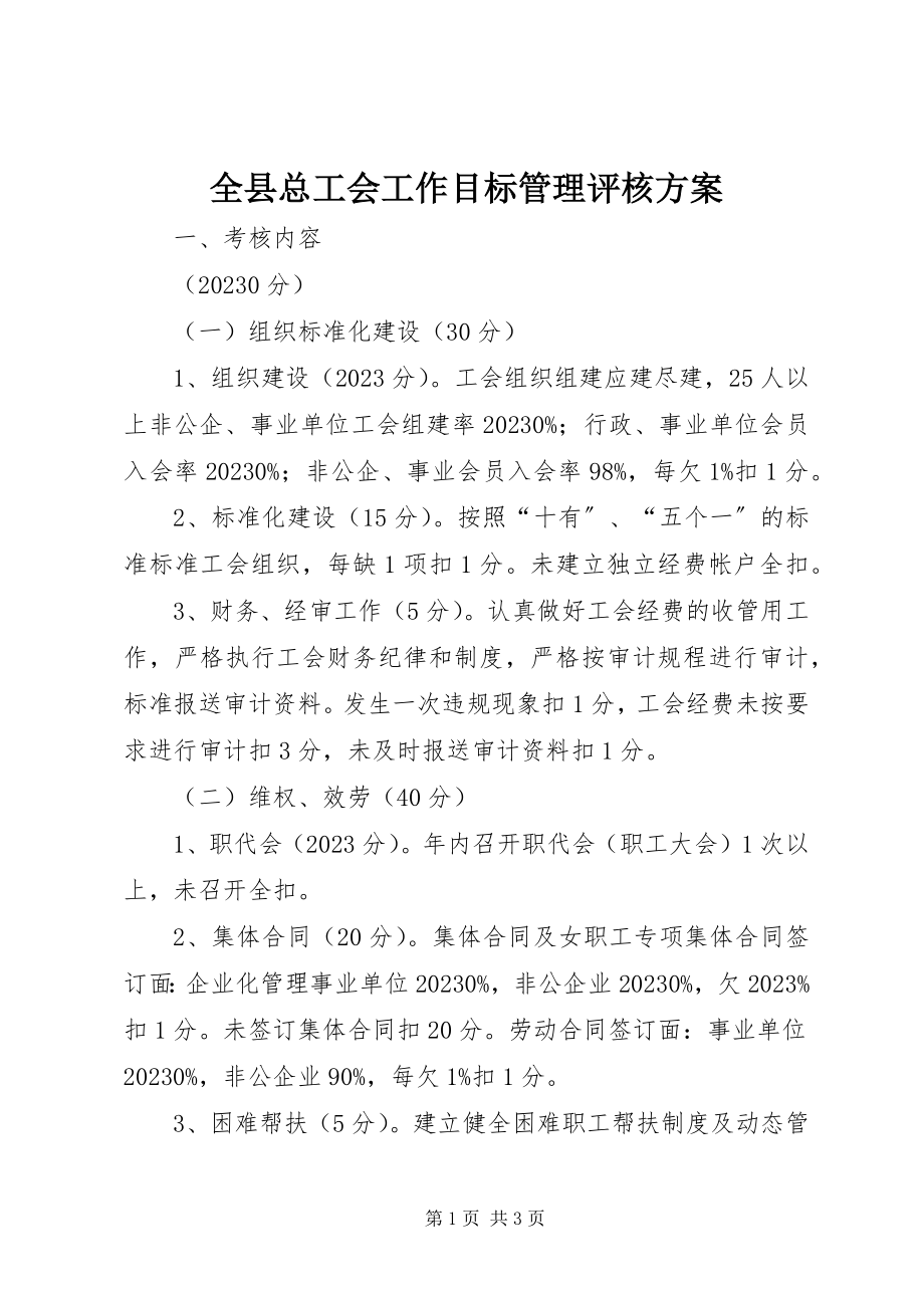 2023年全县总工会工作目标管理评核方案.docx_第1页