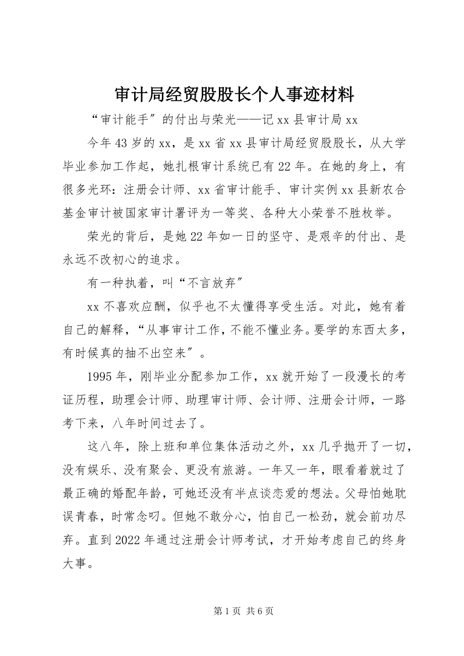 2023年审计局经贸股股长个人事迹材料.docx_第1页