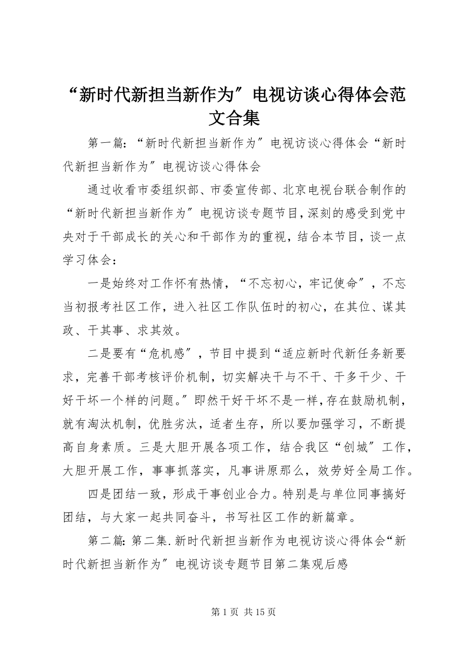 2023年新时代新担当新作为电视访谈心得体会范文合集.docx_第1页