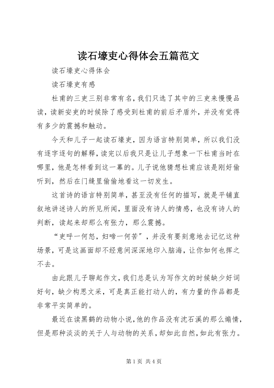 2023年读石壕吏心得体会五篇.docx_第1页