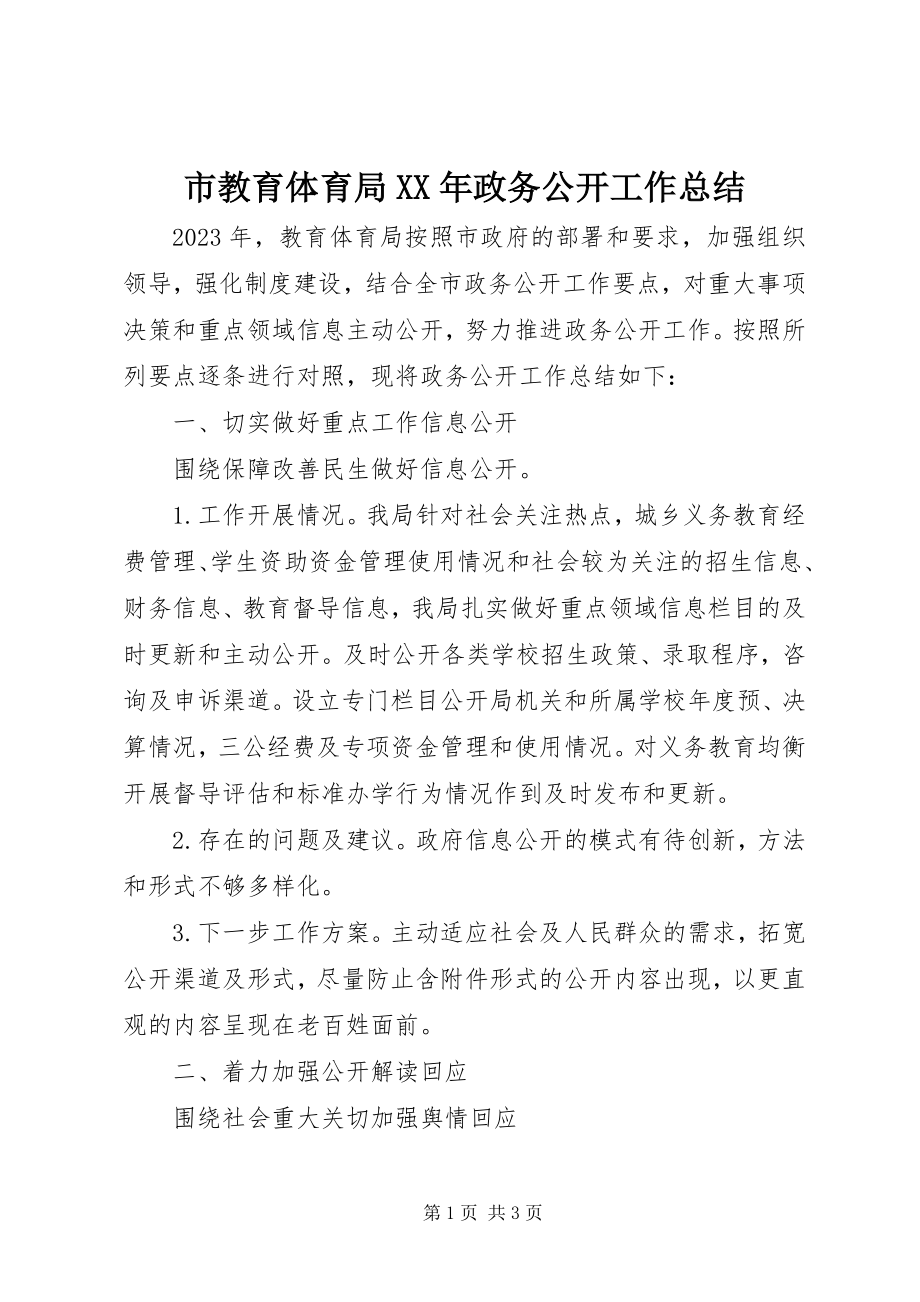 2023年市教育局政务公开工作总结.docx_第1页