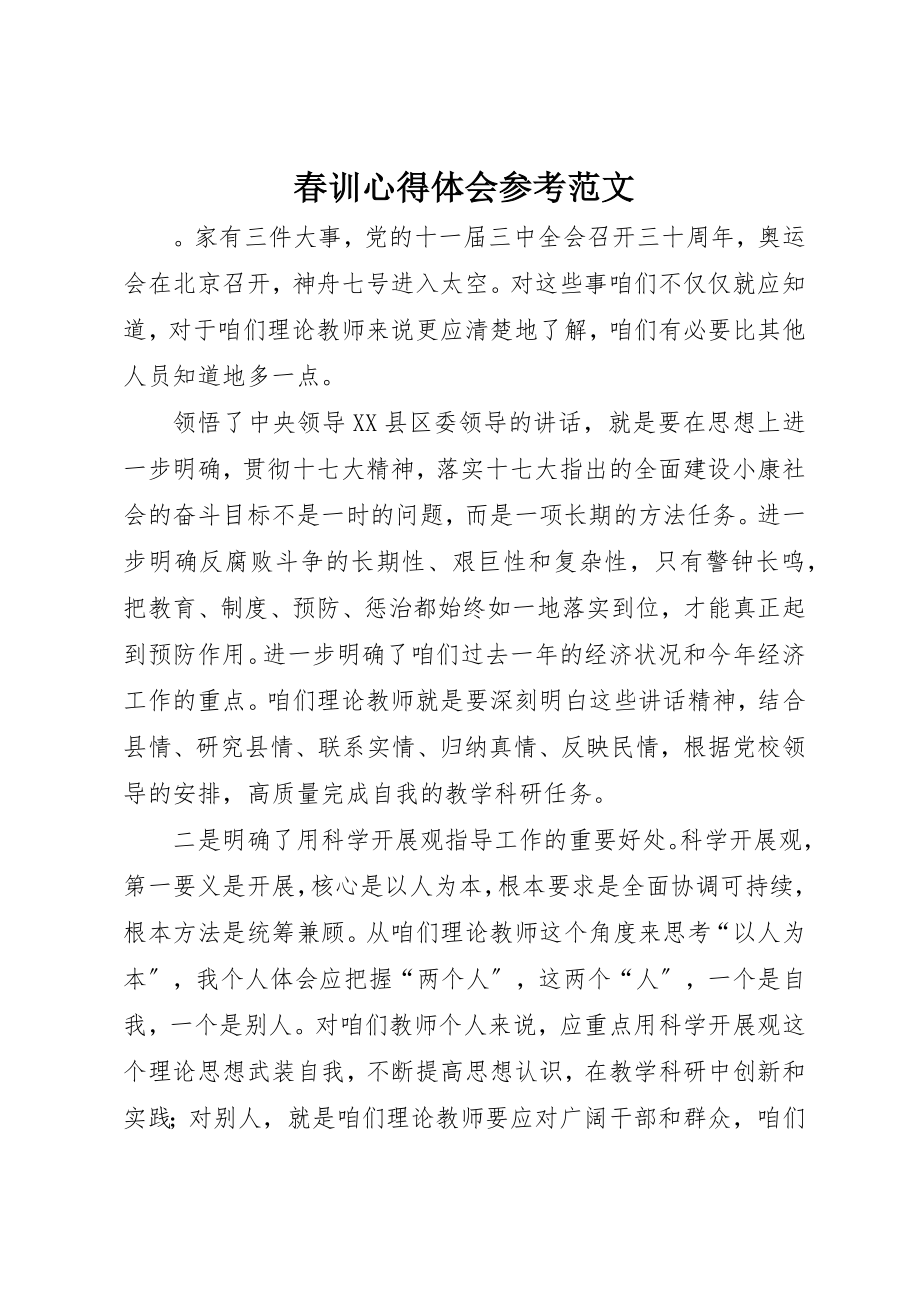 2023年春训心得体会参考新编.docx_第1页