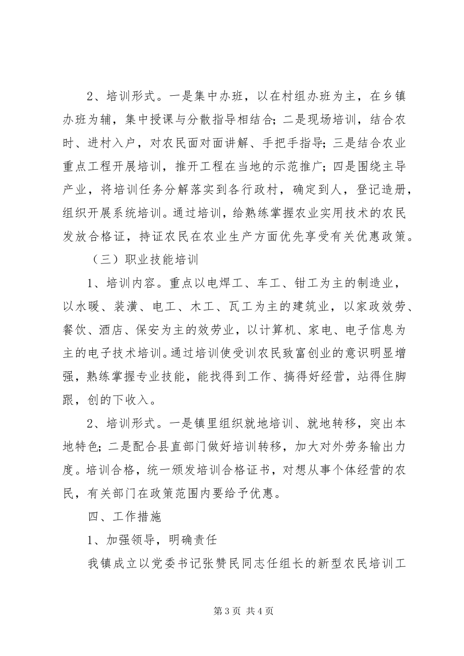 2023年乡镇社会主义新型农民培训及转移工作实施方案.docx_第3页