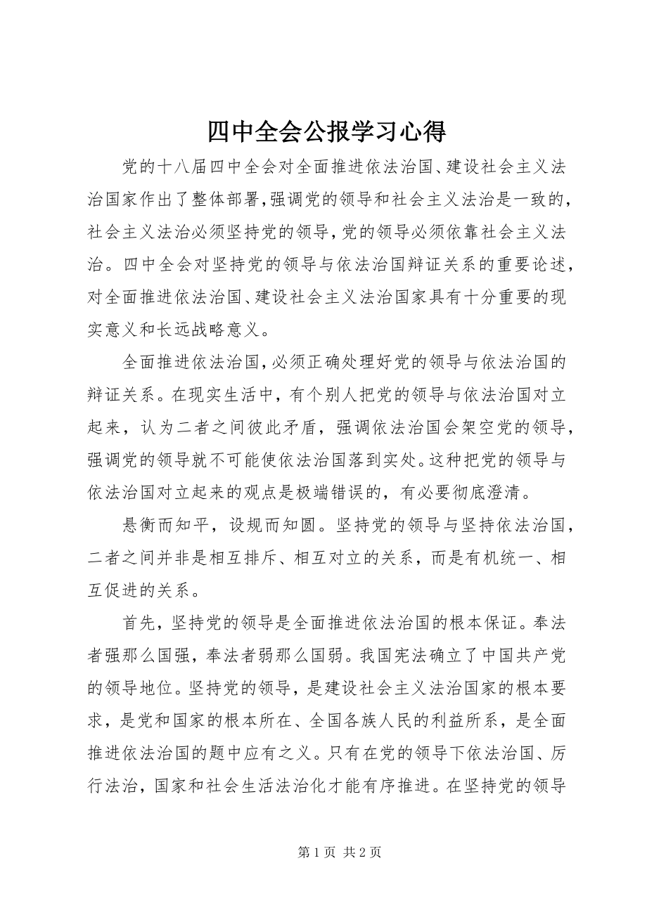 2023年四中全会公报学习心得.docx_第1页