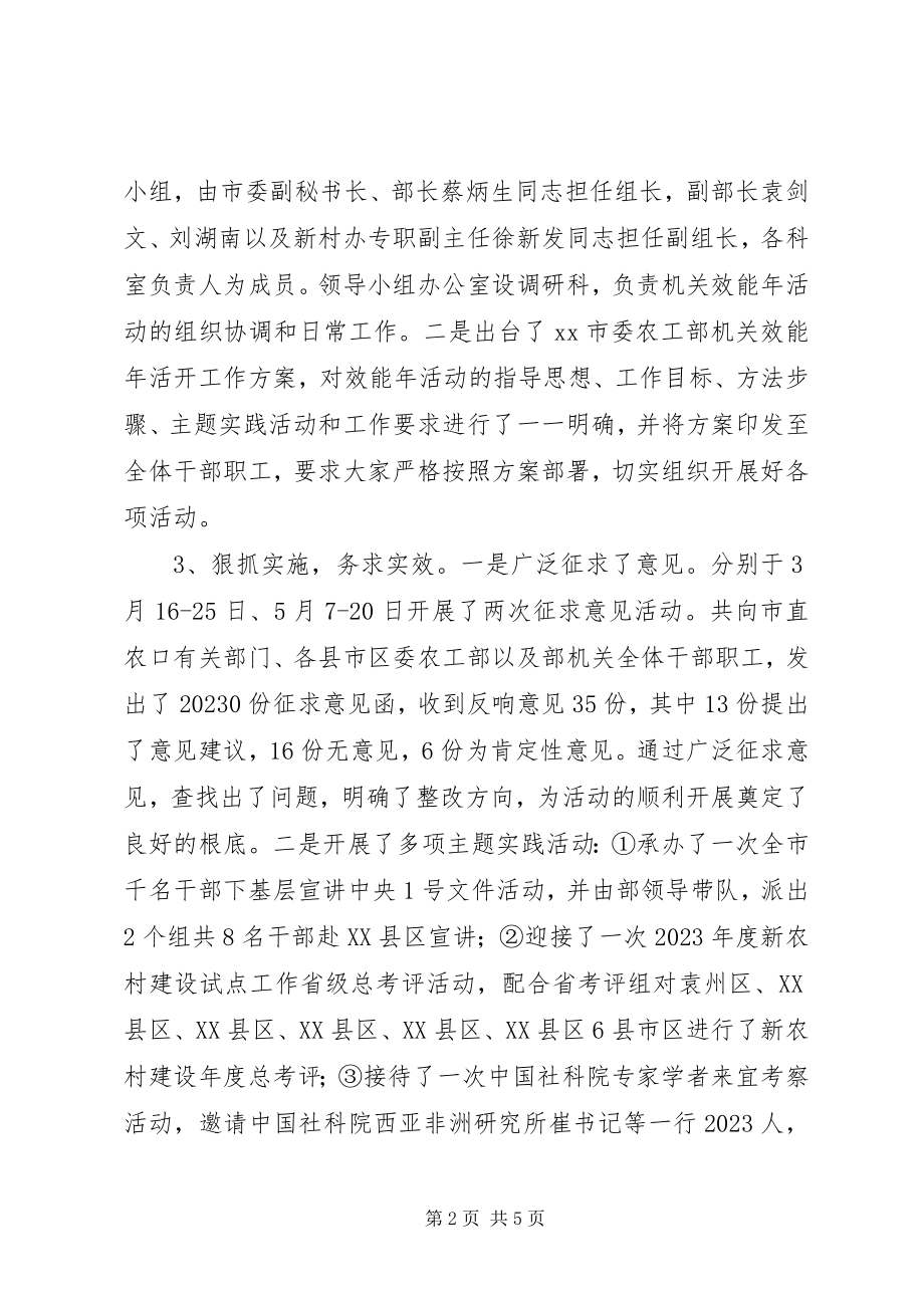 2023年市委农工部上半年机关效能年工作总结.docx_第2页