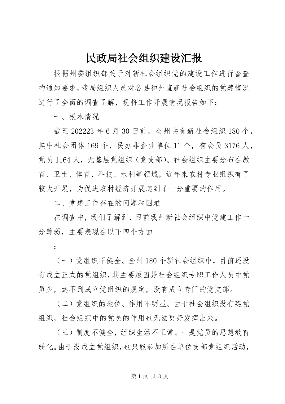 2023年民政局社会组织建设汇报.docx_第1页