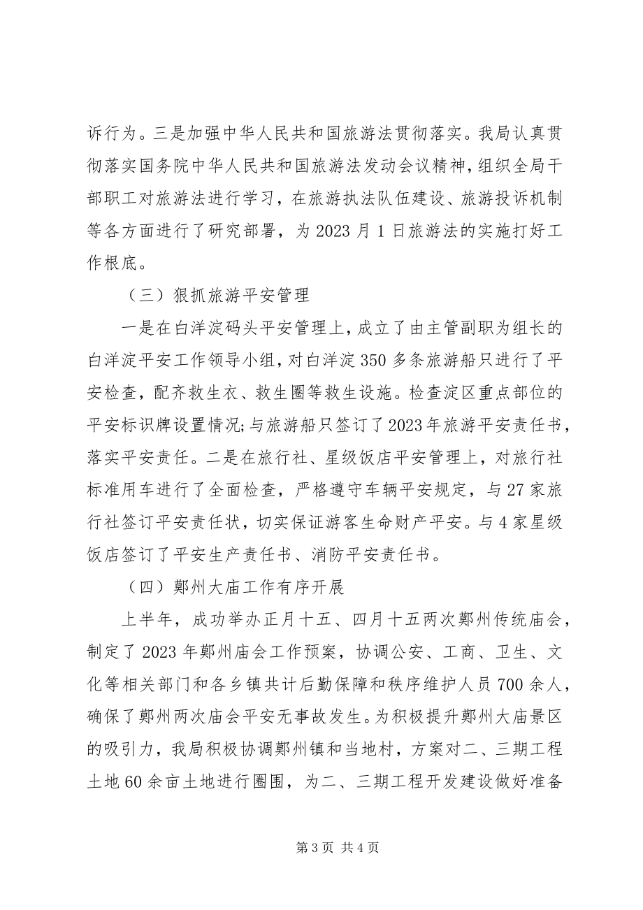 2023年XX县区旅游局上半年工作总结和下半年工作安排新编.docx_第3页