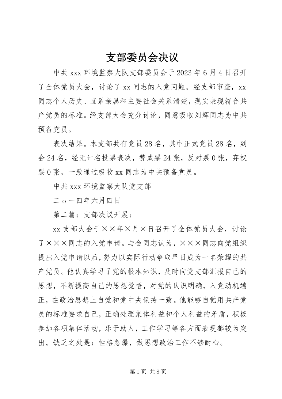 2023年支部委员会决议.docx_第1页