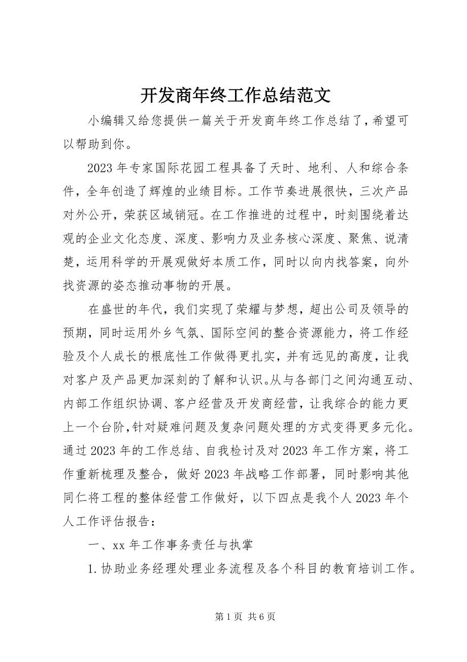 2023年开发商终工作总结.docx_第1页