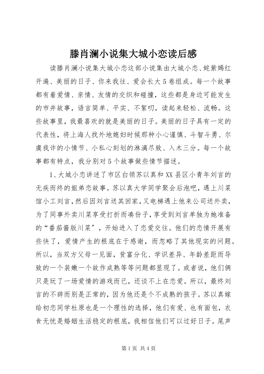 2023年滕肖澜小说集大城小恋读后感.docx_第1页