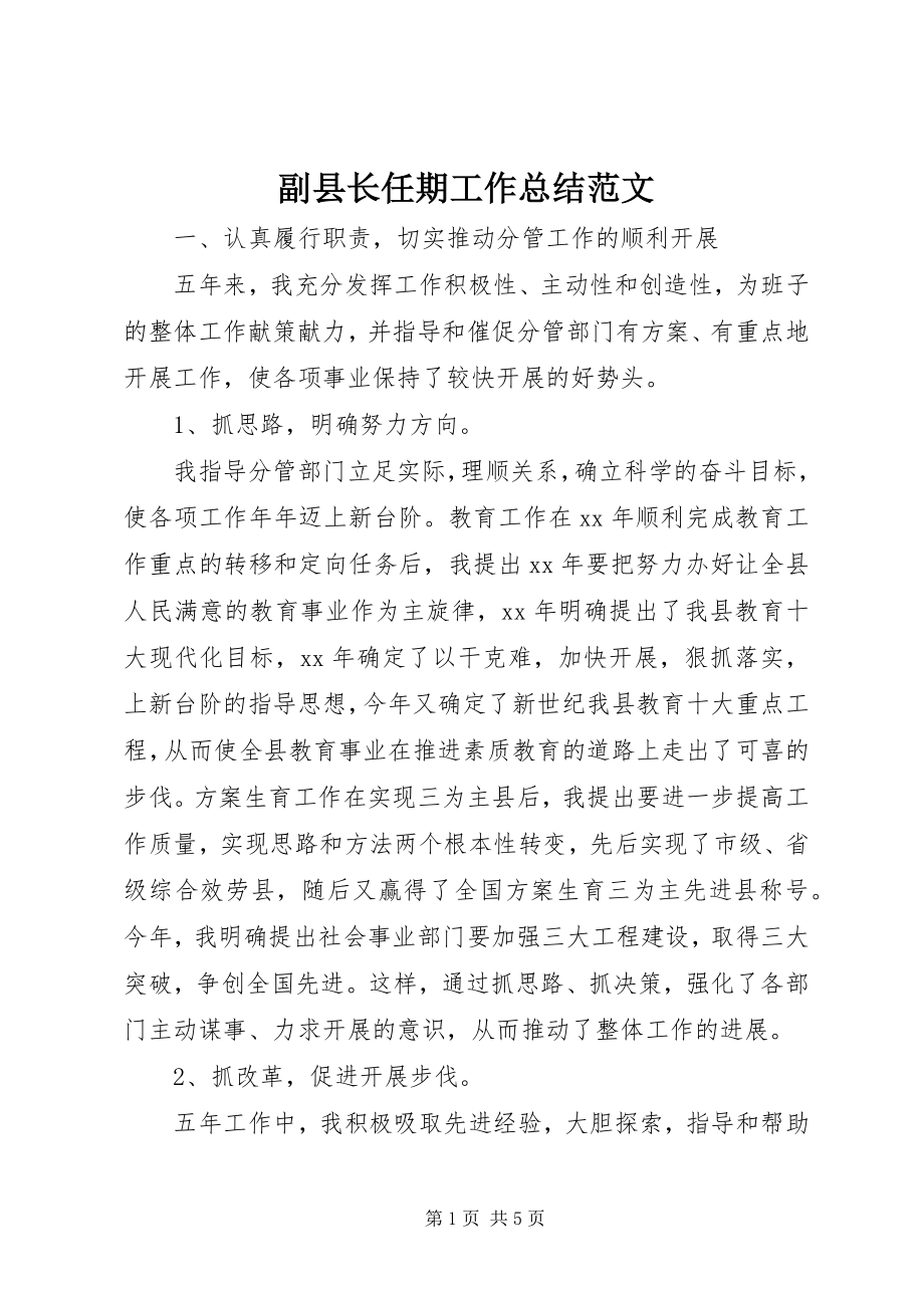 2023年副县长任期工作总结.docx_第1页