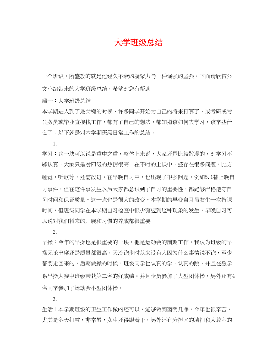 2023年大学班级总结.docx_第1页