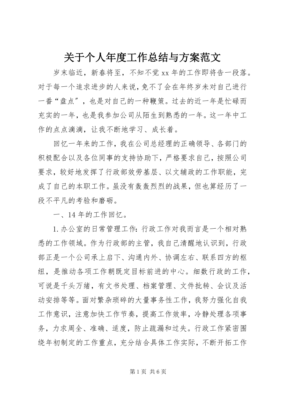 2023年个人度工作总结与计划.docx_第1页