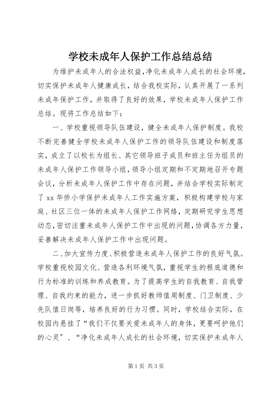 2023年学校未成年人保护工作总结总结.docx_第1页