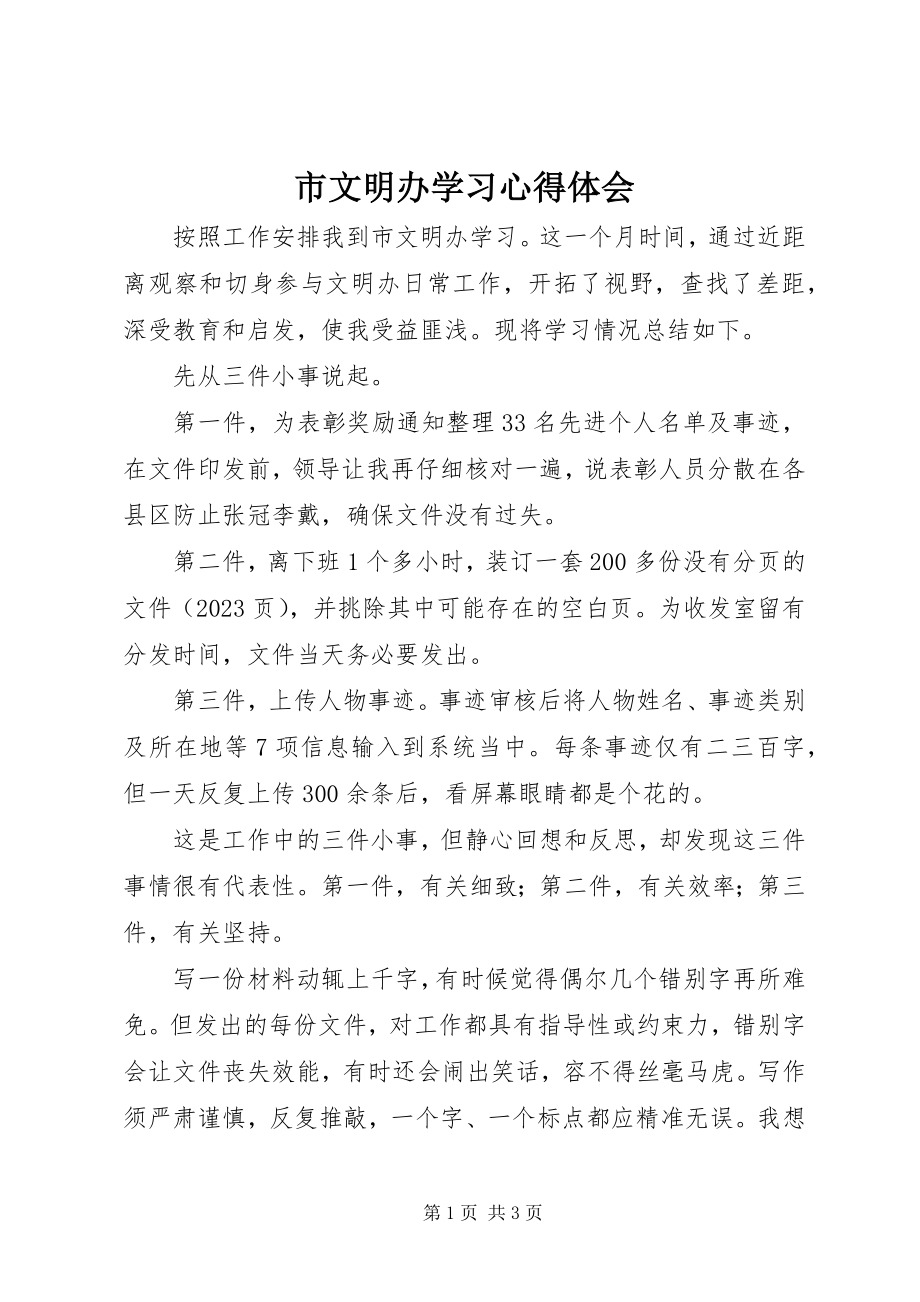 2023年市文明办学习心得体会.docx_第1页