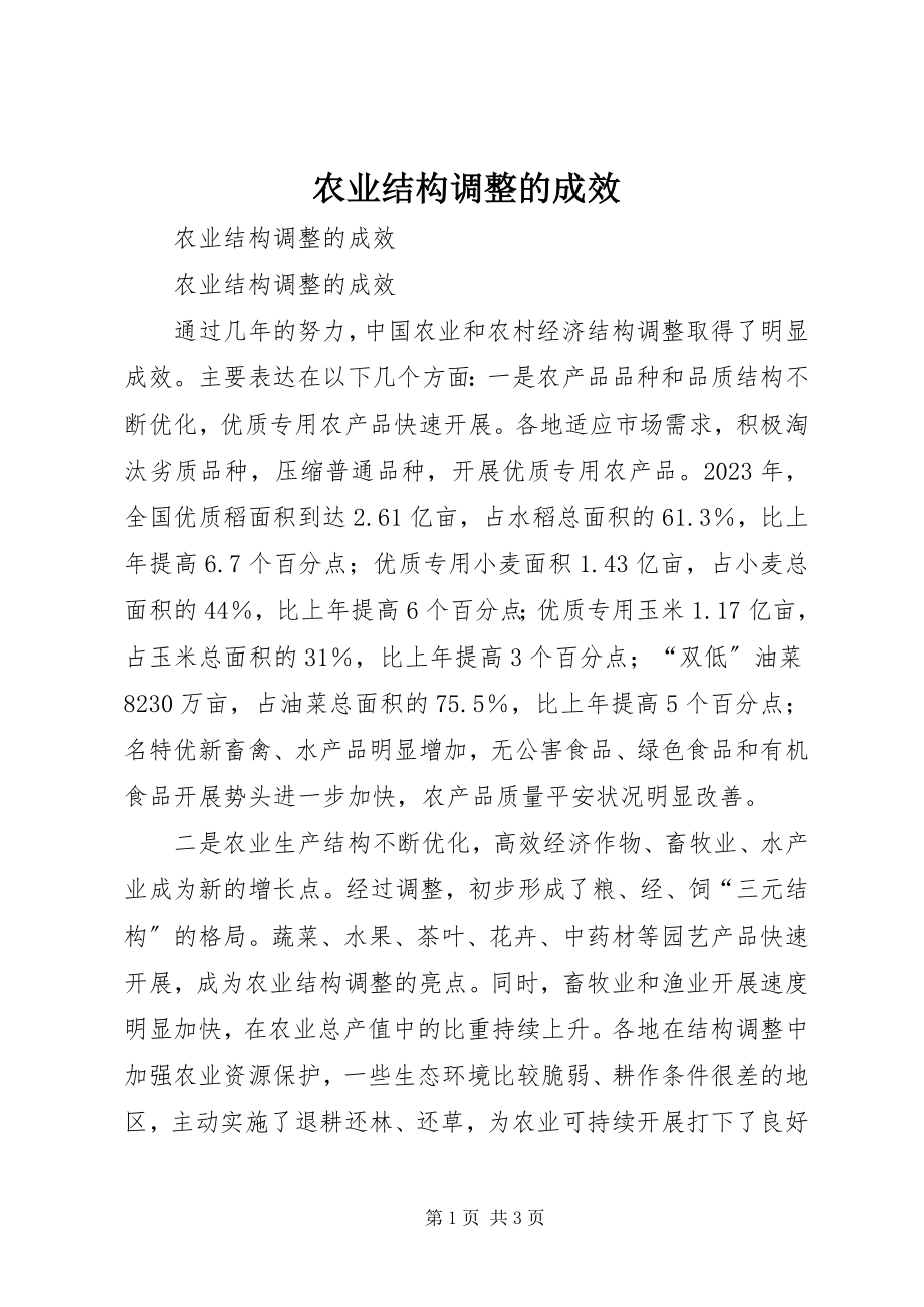 2023年农业结构调整的成效.docx_第1页