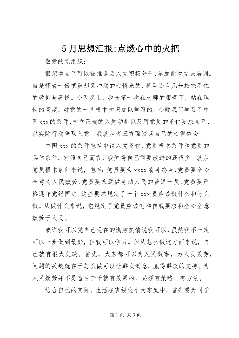 2023年5月思想汇报点燃心中的火把新编.docx_第1页