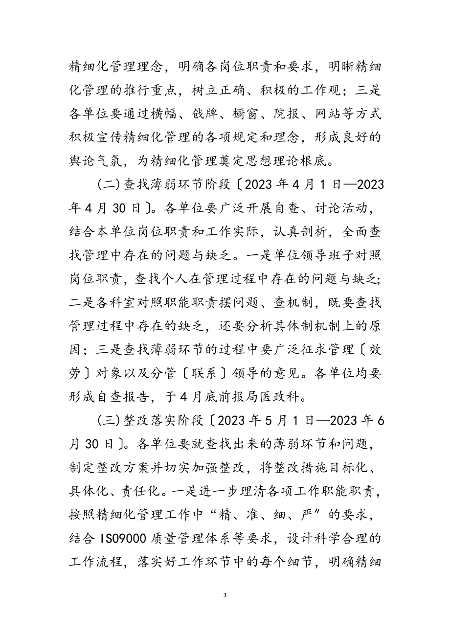 2023年卫生局推行医院精细化管理工作意见范文.doc_第3页