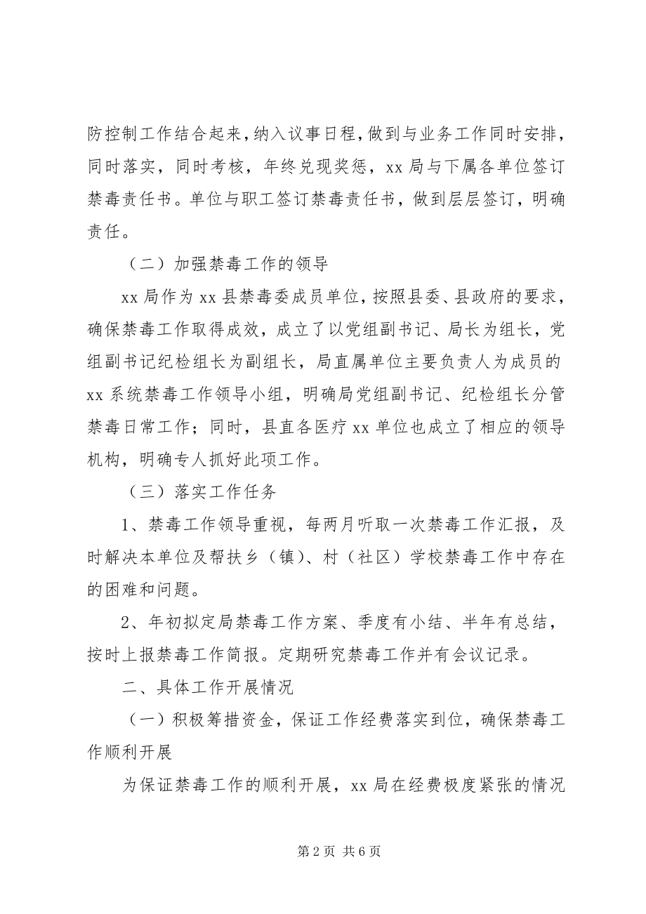 2023年县卫生局禁毒工作自查总结.docx_第2页