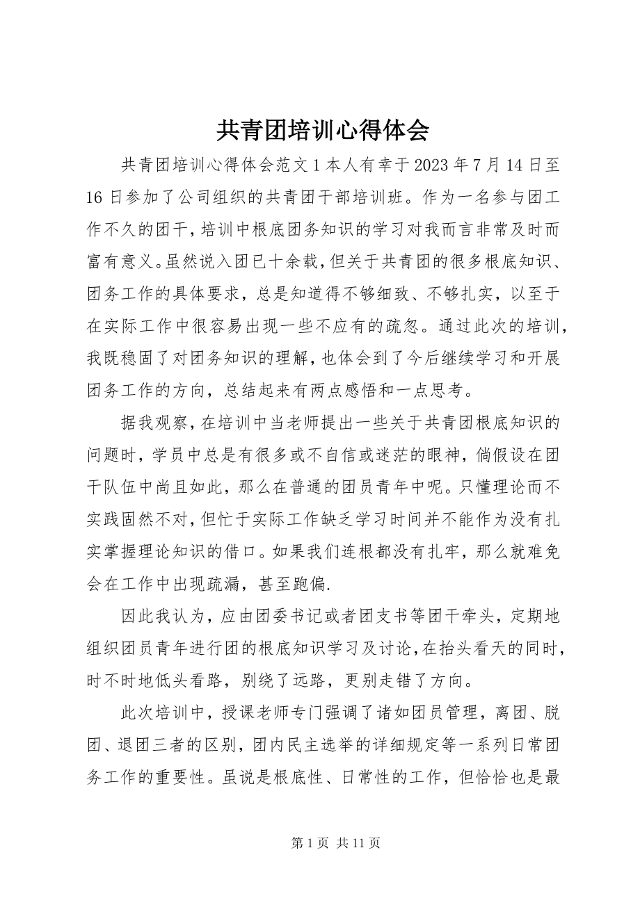 2023年共青团培训心得体会.docx_第1页