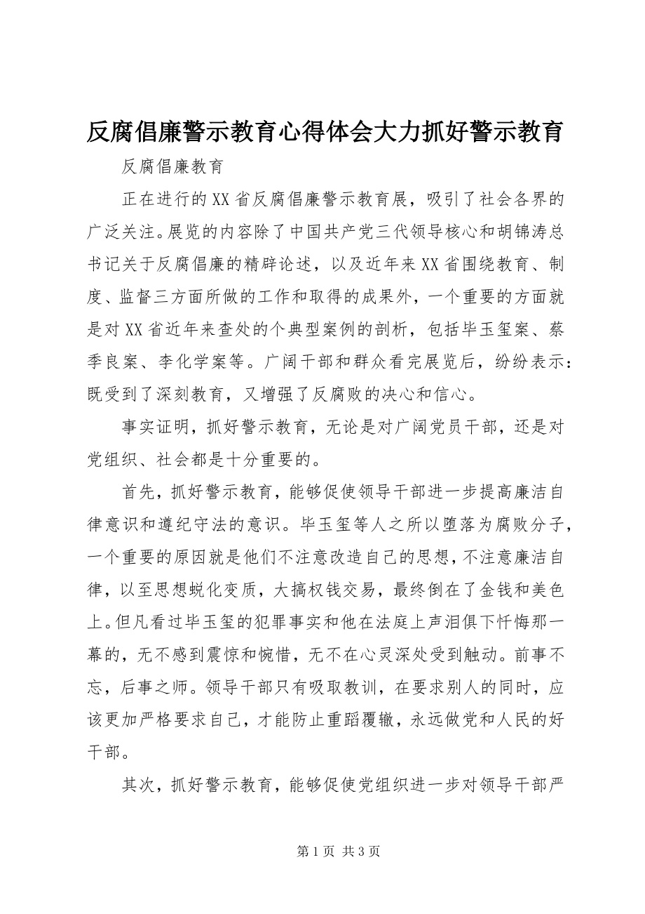 2023年反腐倡廉警示教育心得体会大力抓好警示教育.docx_第1页