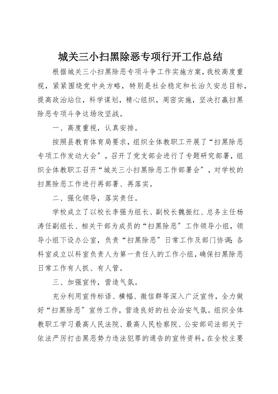 2023年城关三小扫黑除恶专项行动工作总结.docx_第1页