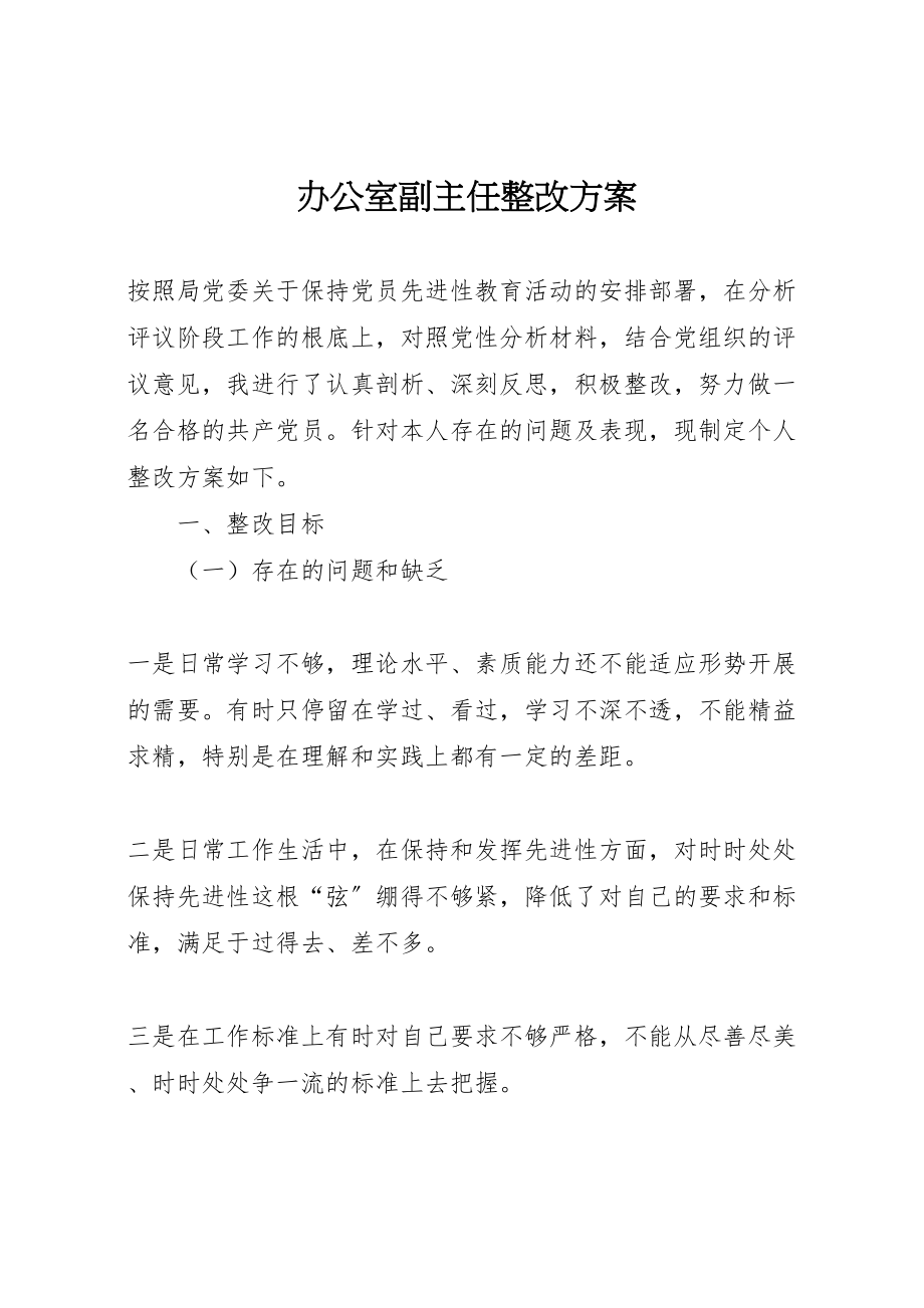 2023年办公室副主任整改方案 5.doc_第1页