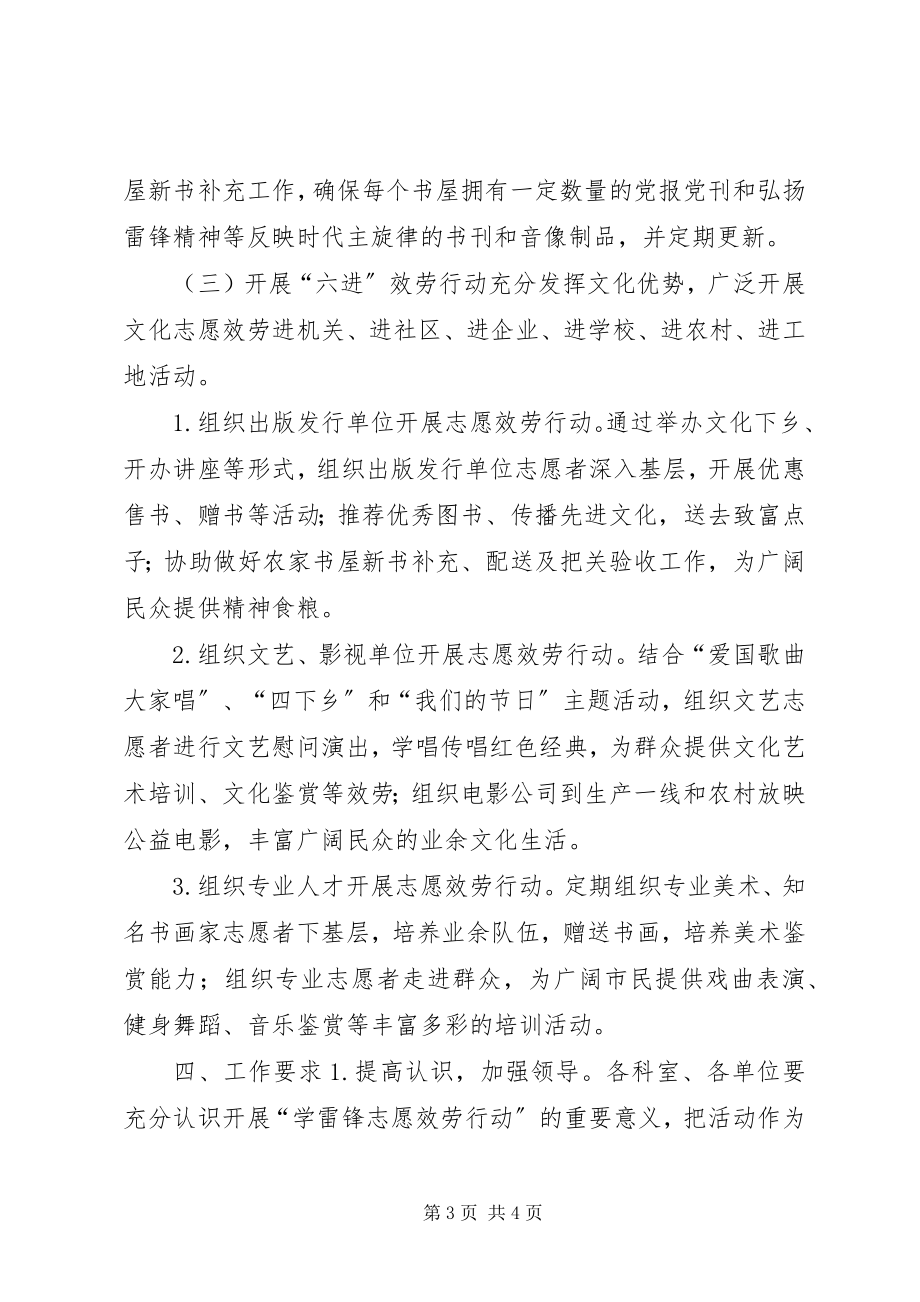 2023年弘扬雷锋精神共享文化成果志愿服务活动方案.docx_第3页