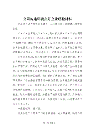 2023年公司构建环境友好企业经验材料.docx