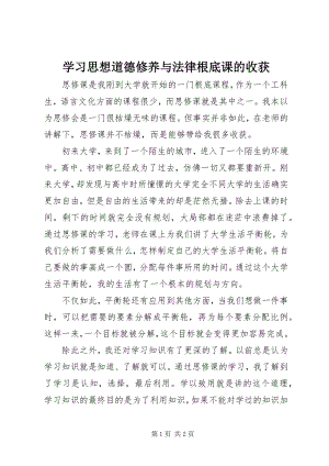 2023年学习思想道德修养与法律基础课的收获.docx