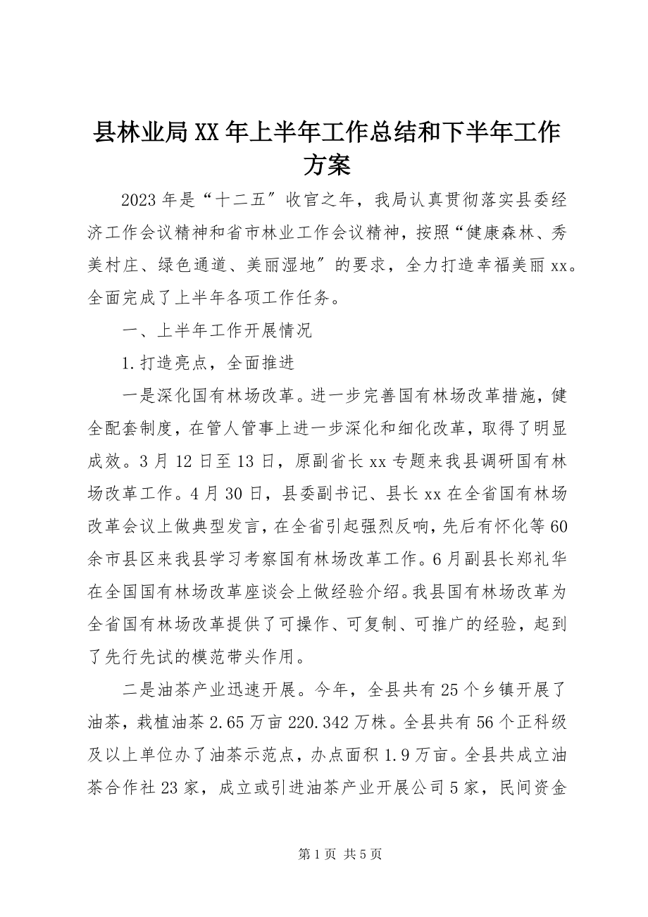 2023年县林业局上半年工作总结和下半年工作计划.docx_第1页