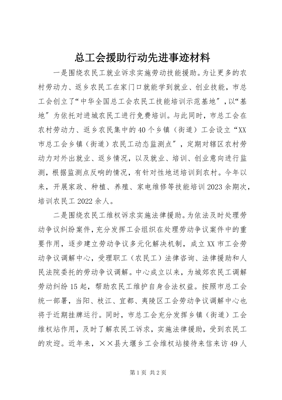 2023年总工会援助行动先进事迹材料.docx_第1页