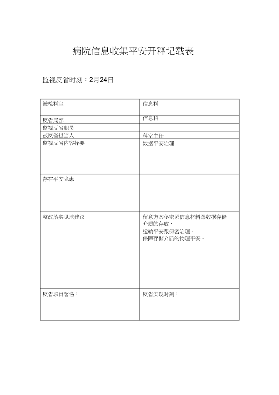 2023年医院信息安全监管记录表.docx_第1页