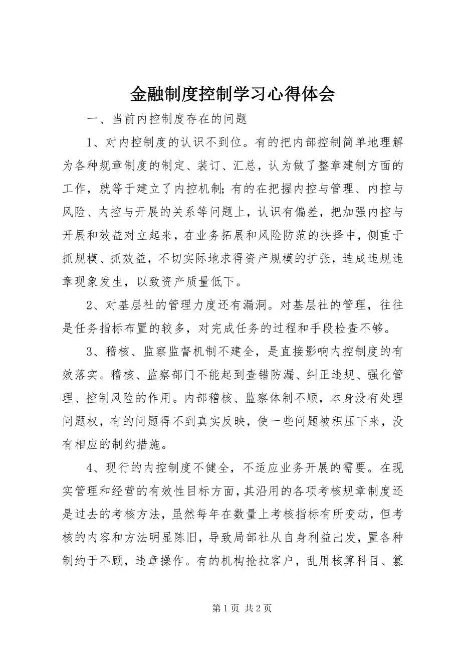 2023年金融制度控制学习心得体会.docx_第1页