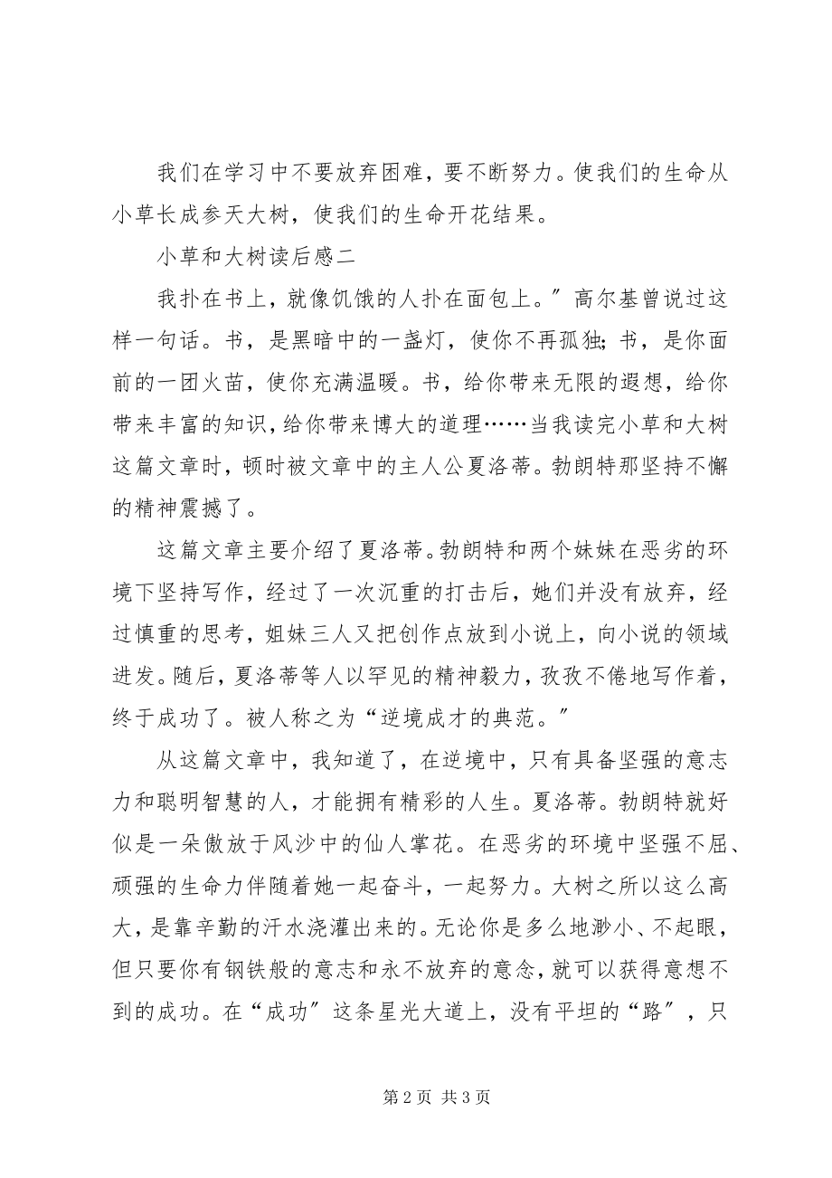 2023年小草和大树的优秀读后感.docx_第2页