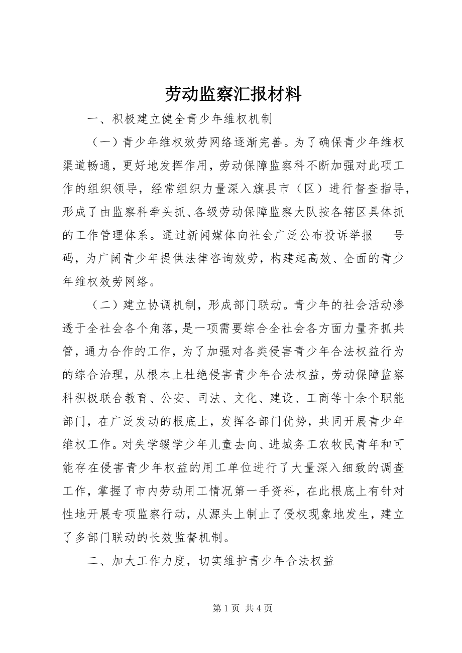 2023年劳动监察汇报材料.docx_第1页