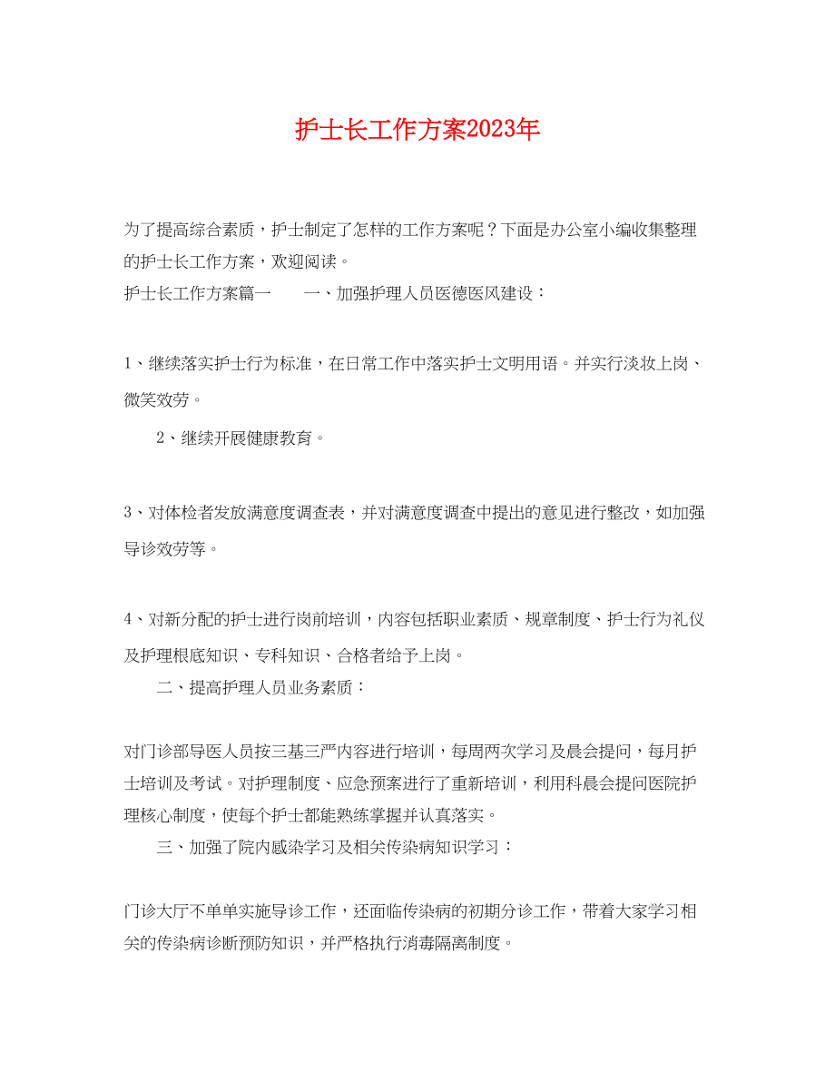 2023年护士长工作计划.docx_第1页