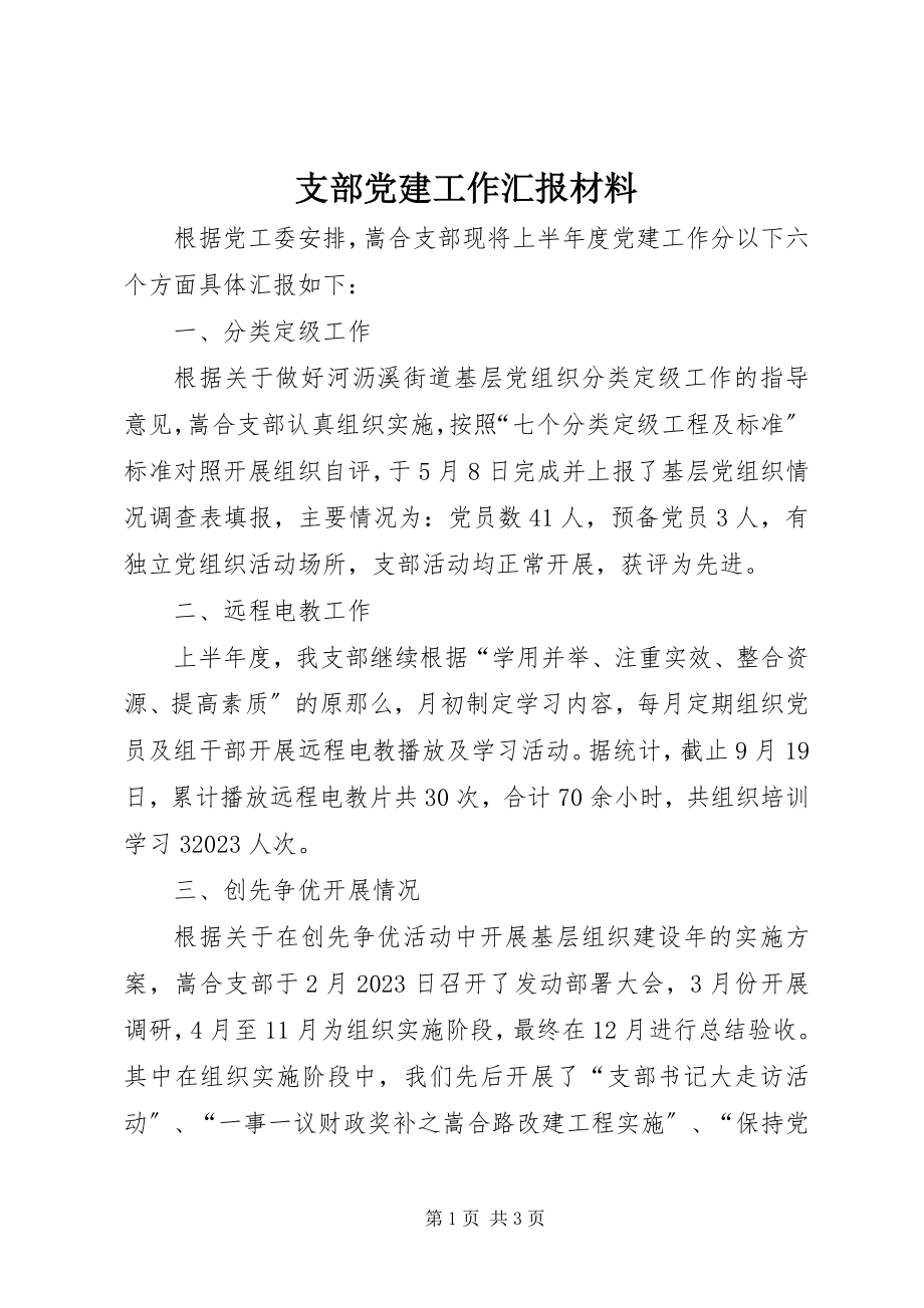 2023年支部党建工作汇报材料.docx_第1页