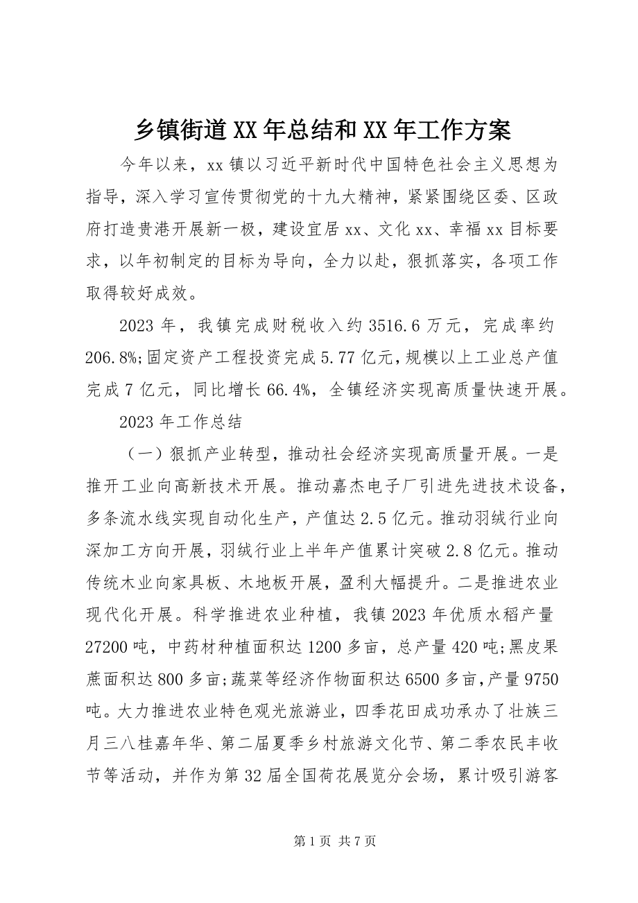 2023年乡镇街道总结和工作计划.docx_第1页