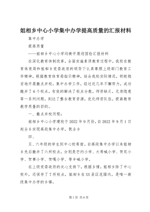 2023年姐相乡中心小学集中办学提高质量的汇报材料.docx