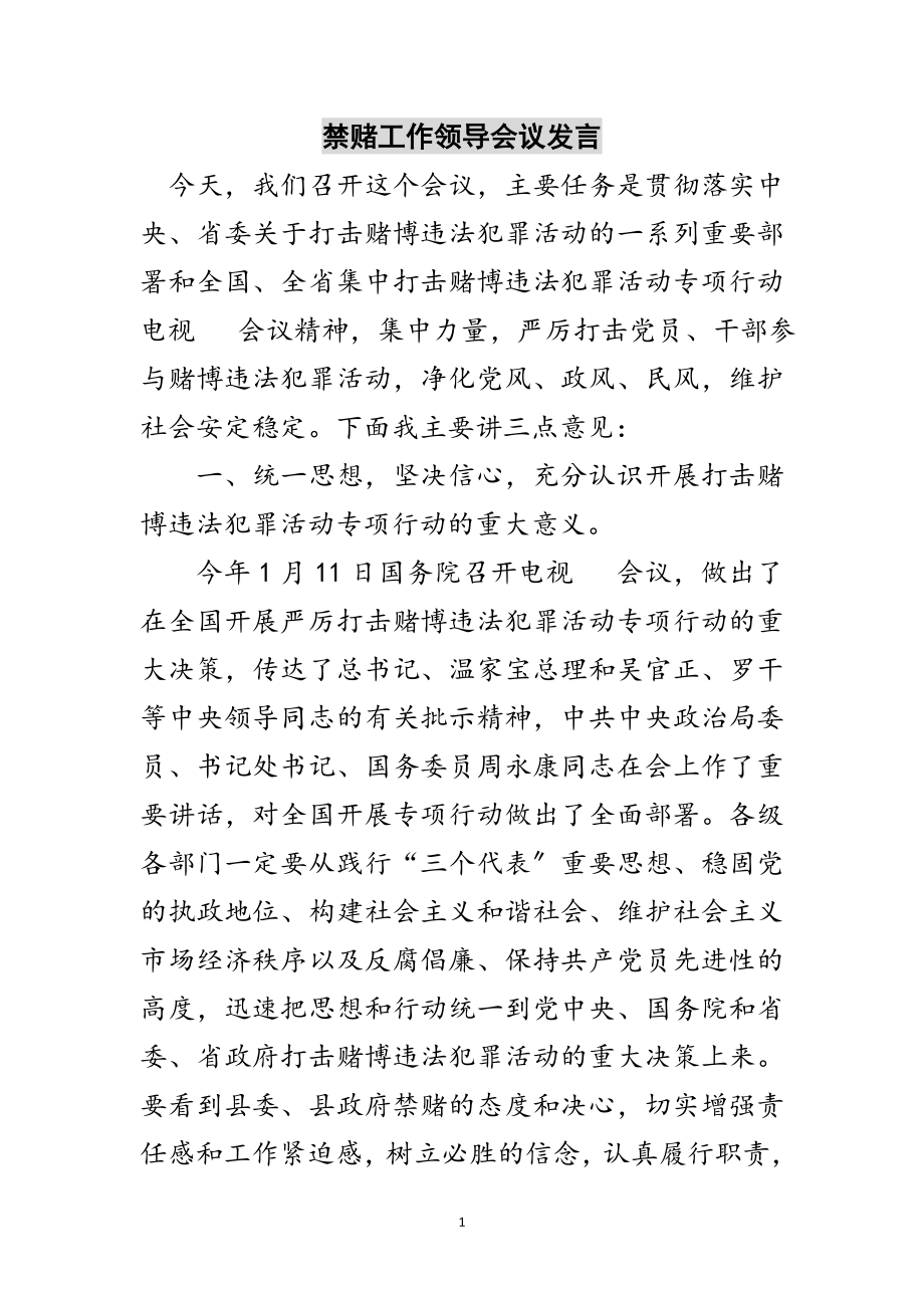 2023年禁赌工作领导会议发言范文.doc_第1页