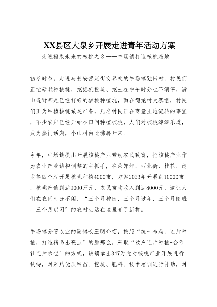 2023年县区大泉乡开展走进青年活动方案 4.doc_第1页