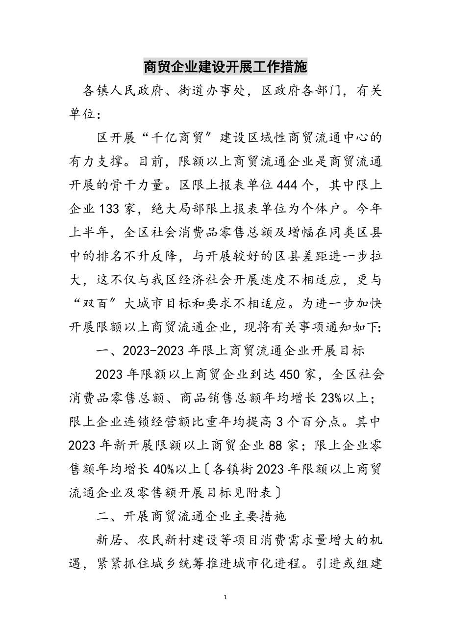 2023年商贸企业建设发展工作措施范文.doc_第1页