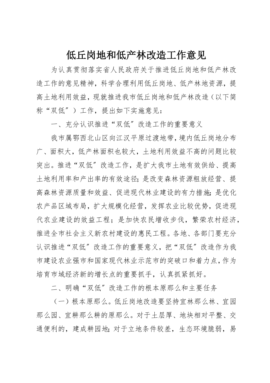 2023年低丘岗地和低产林改造工作意见.docx_第1页