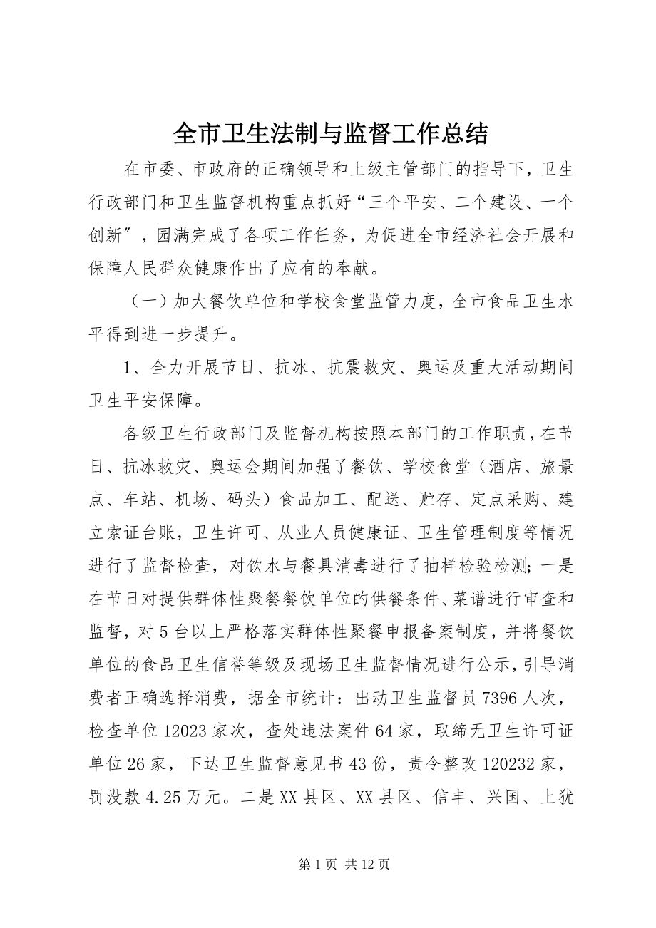 2023年全市卫生法制与监督工作总结.docx_第1页