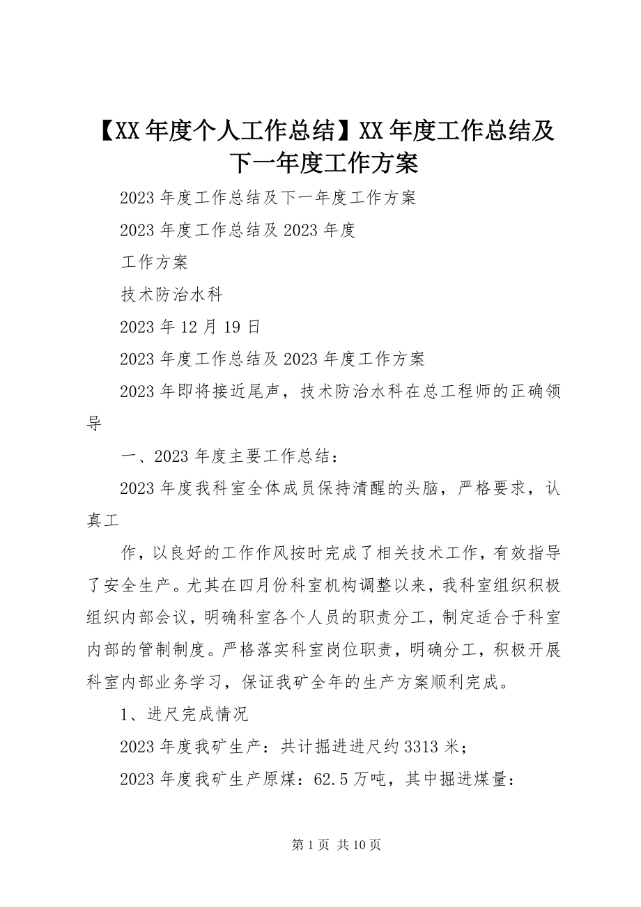 2023年度个人工作总结度工作总结及下一年度工作计划.docx_第1页