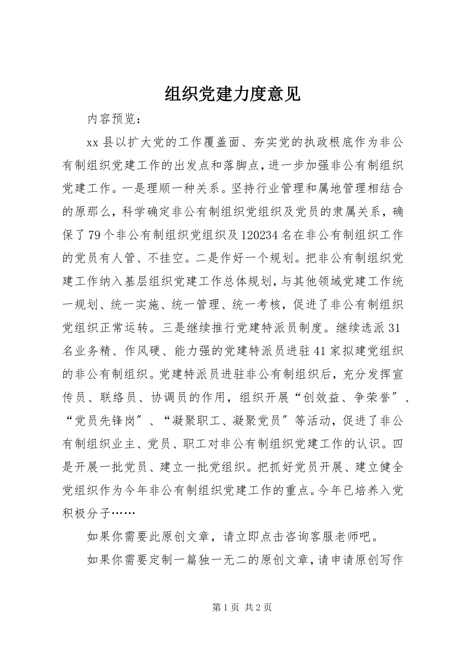 2023年组织党建力度意见.docx_第1页