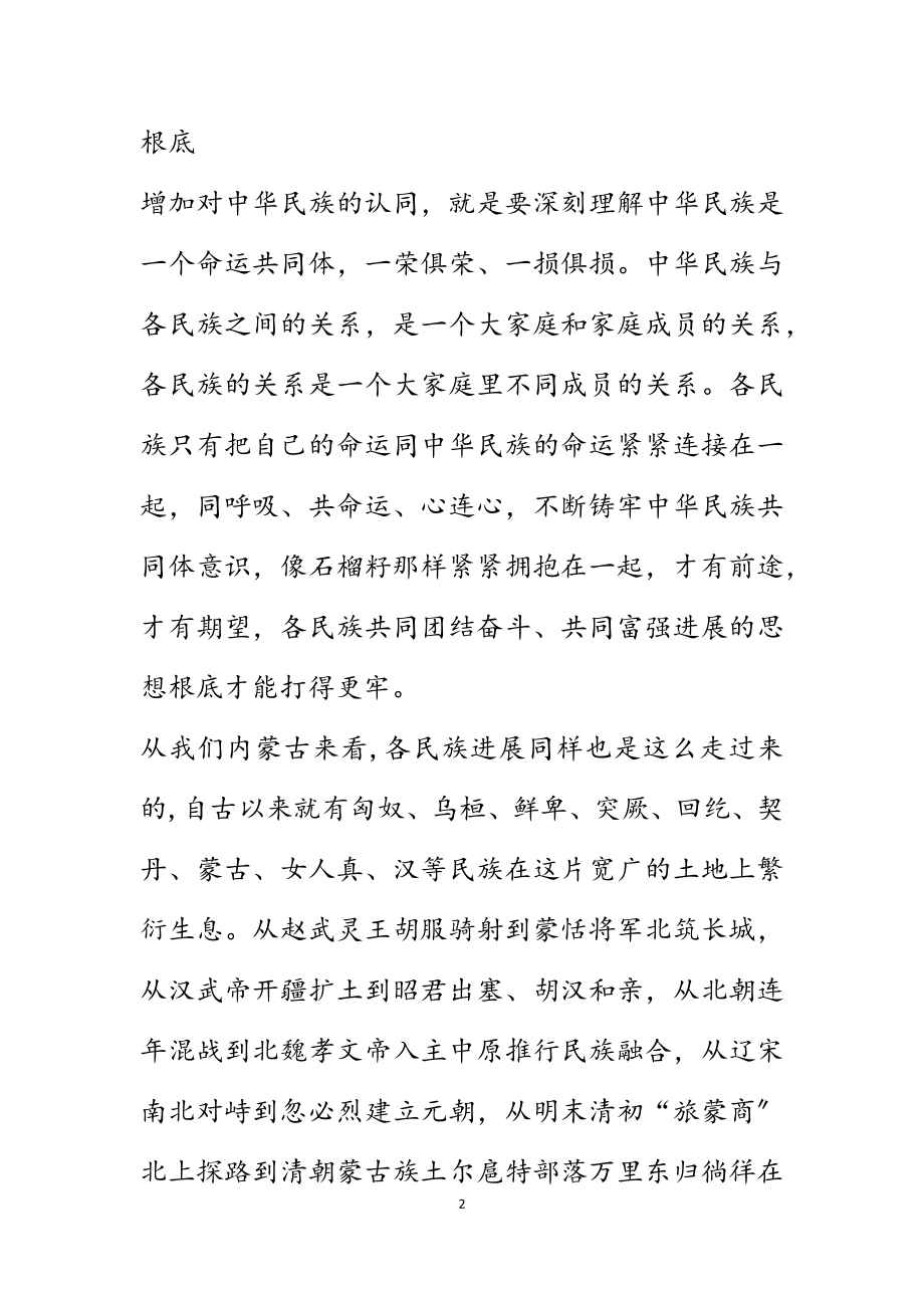 2023年党史学习教育研讨发言材料——铸牢中华民族共同体意识.docx_第2页